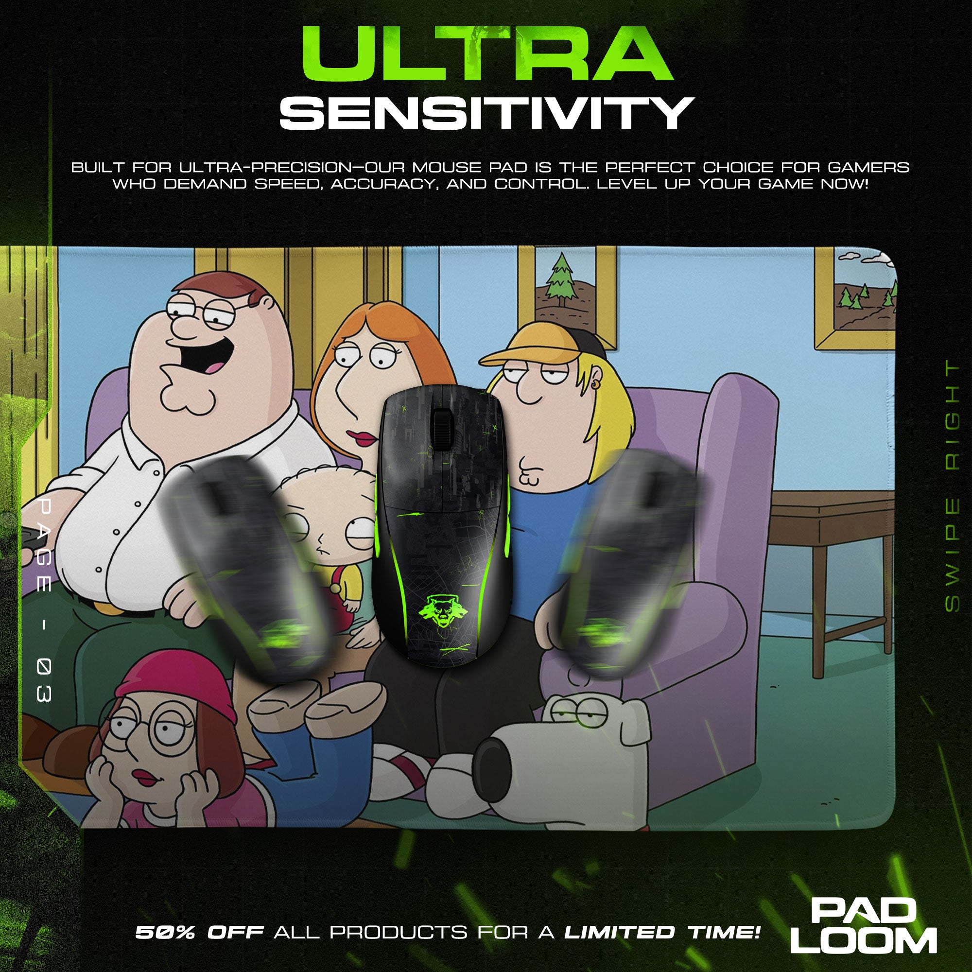 Family Guy Mouse Pad, Griffin Living Room Cartoon Desk Mat