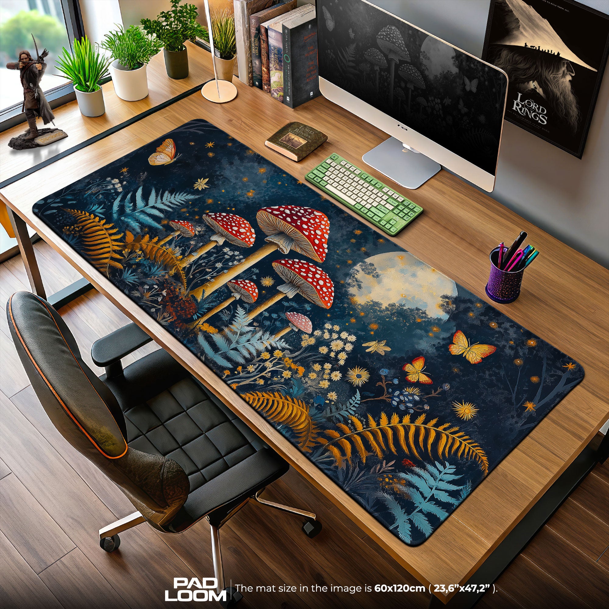 Fantasy Mushroom Forest Mouse Pad, Nature Gaming Desk Mat