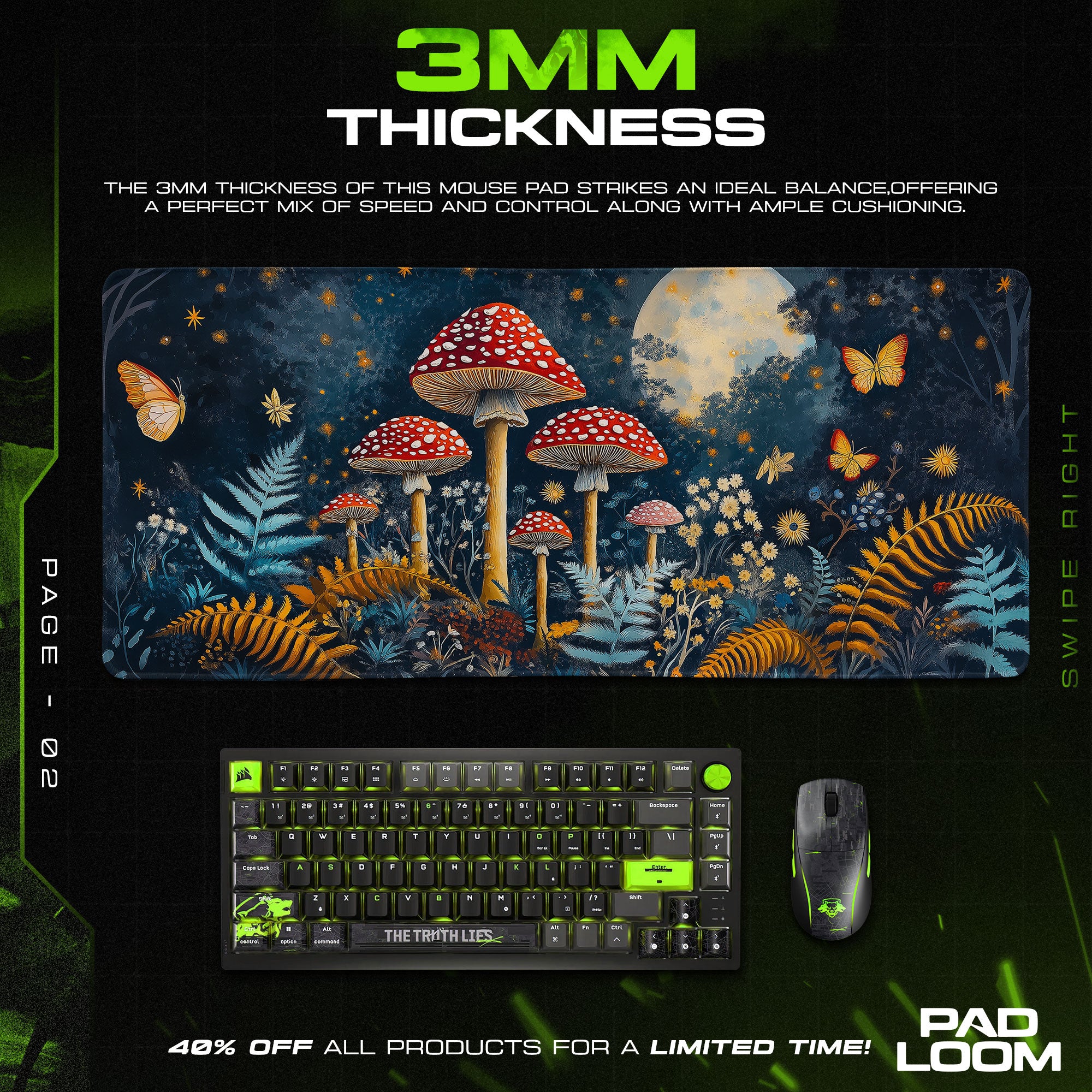Fantasy Mushroom Forest Mouse Pad, Nature Gaming Desk Mat