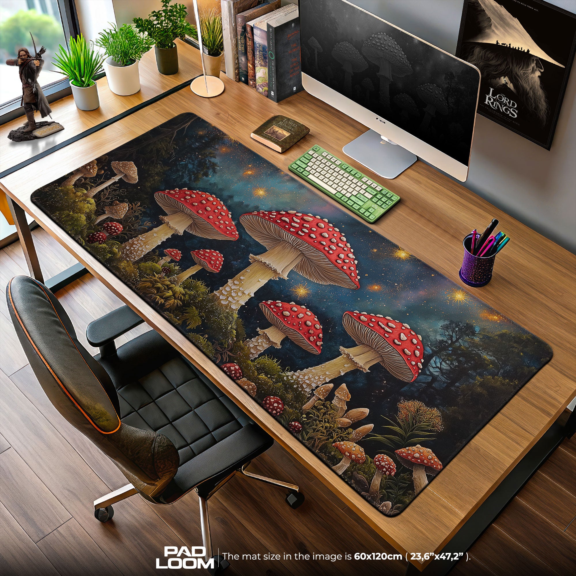 Fantasy Mushroom Mouse Pad, Enchanted Forest Gaming Desk Mat