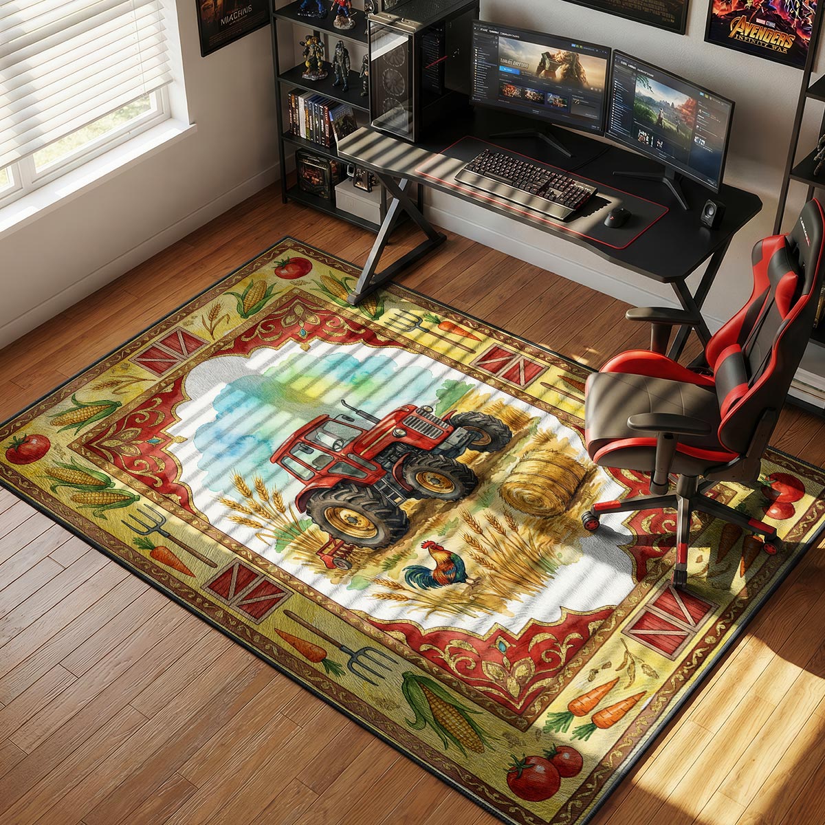 Farm Tractor Rug - Barnyard Kids Room Floor Mat