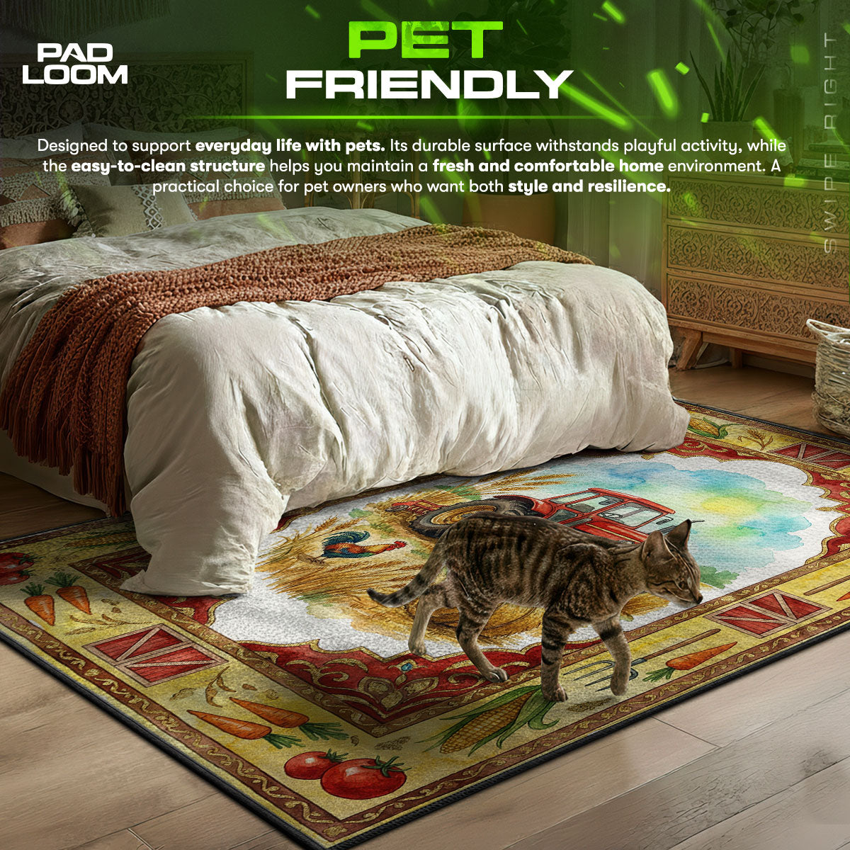 Farm Tractor Rug - Barnyard Kids Room Floor Mat