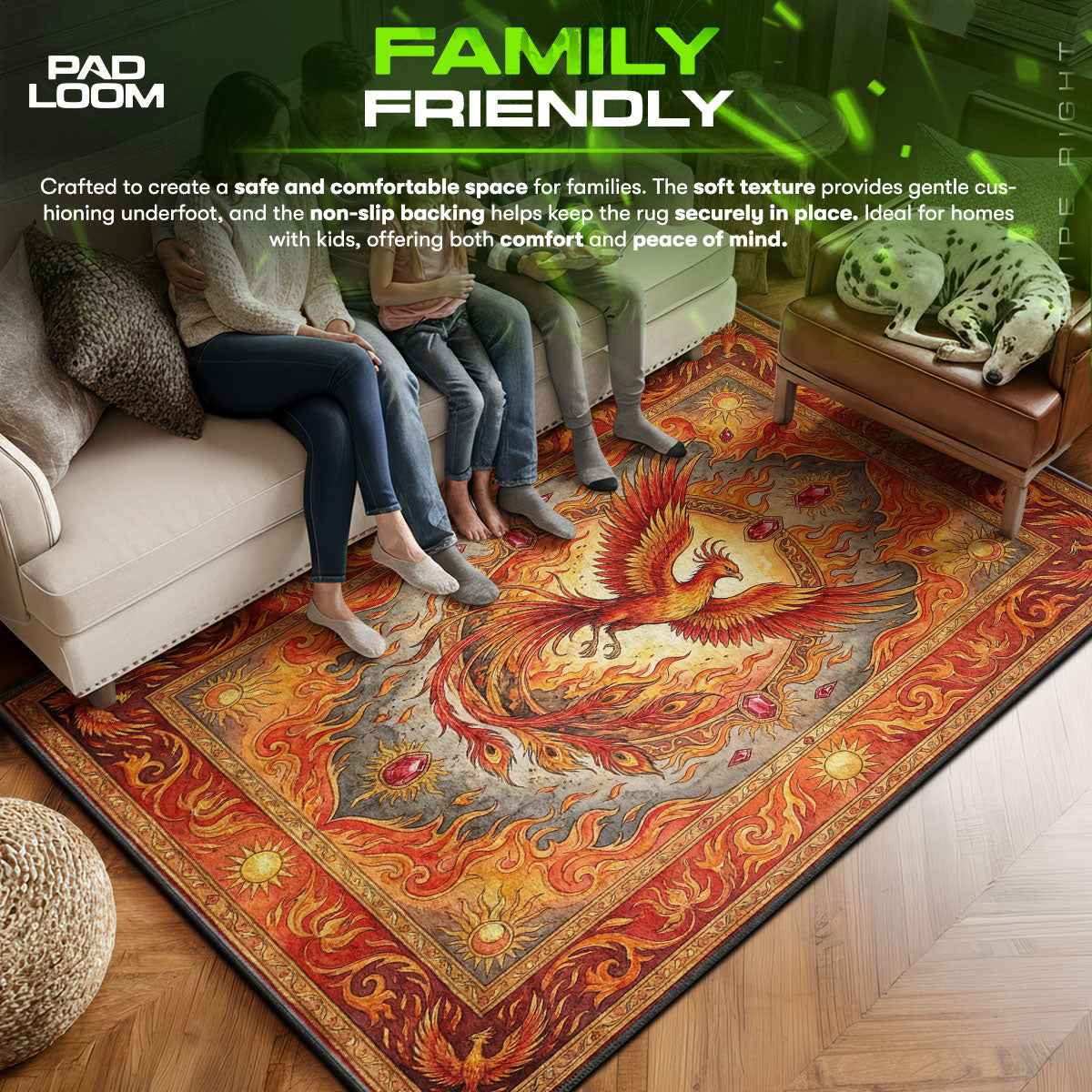 Fawkes area rug showing full home decor artwork
