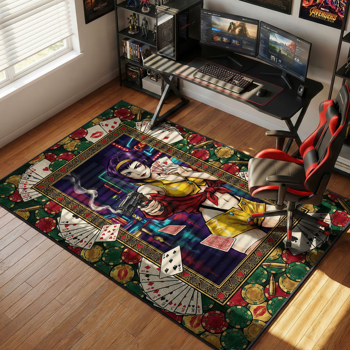 Top Roller Rug Faye Valentine High Roller Rug - Cowboy Bebop Chair Mat – Padloom