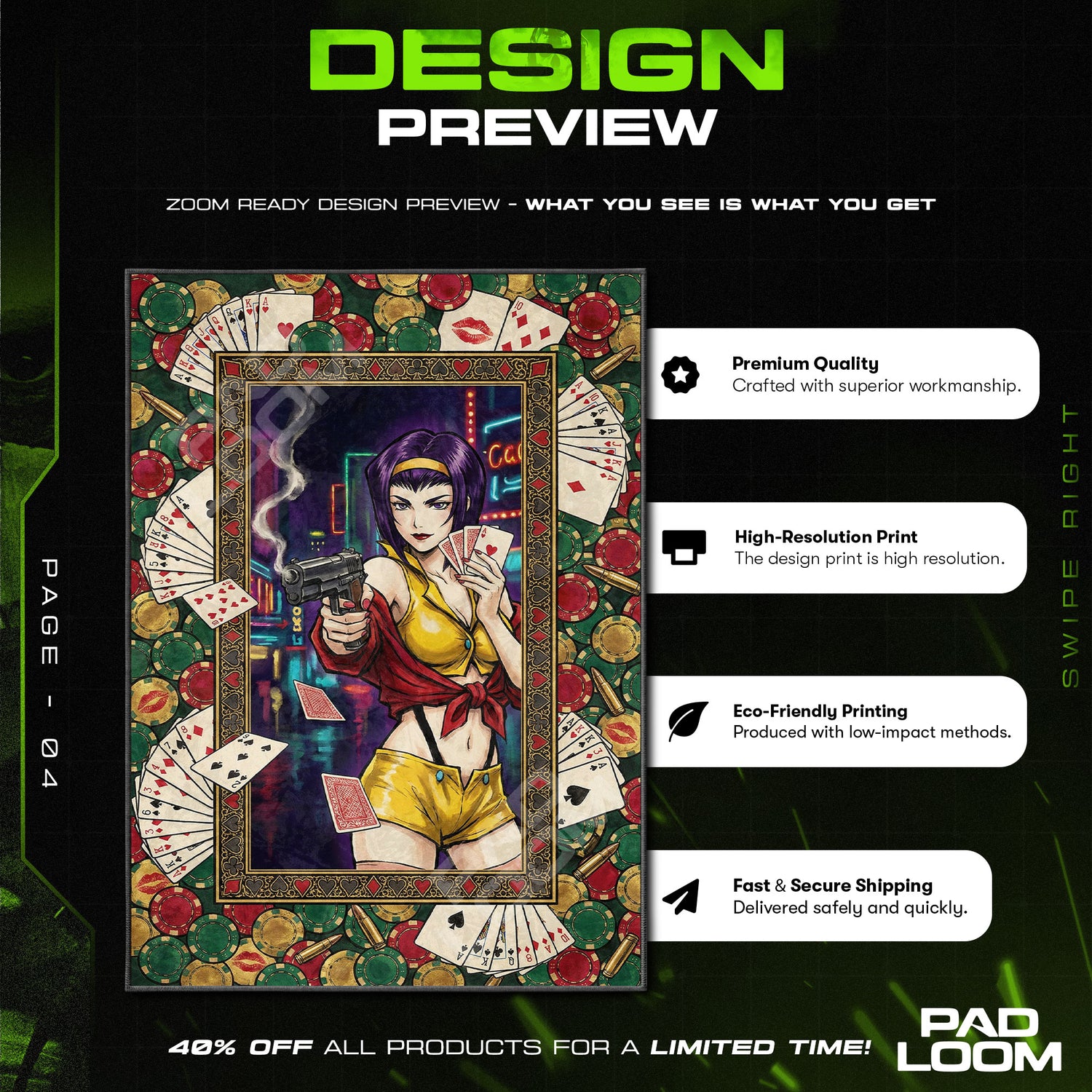 Faye Valentine High Roller Rug - Cowboy Bebop Chair Mat