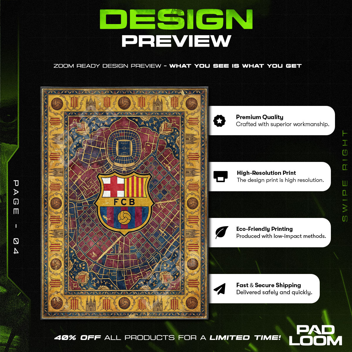 Floor character design printed on rug