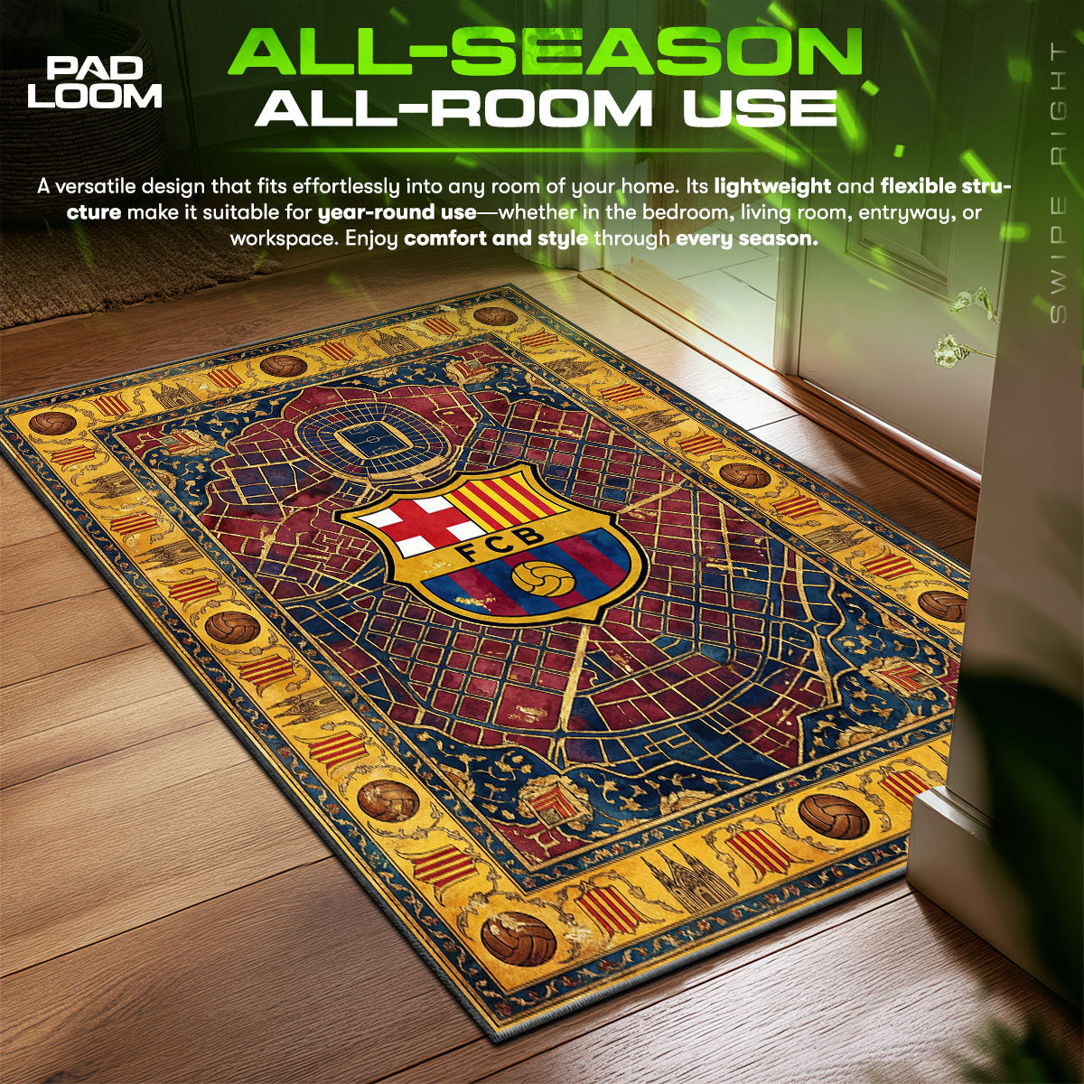 FC Barcelona Map Soccer Floor fan rug — premium quality print