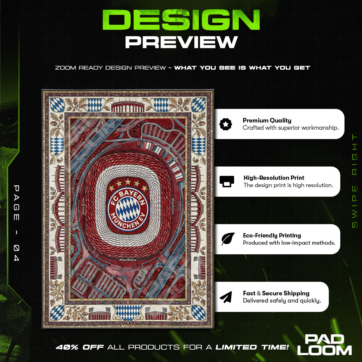 Floor character design printed on rug