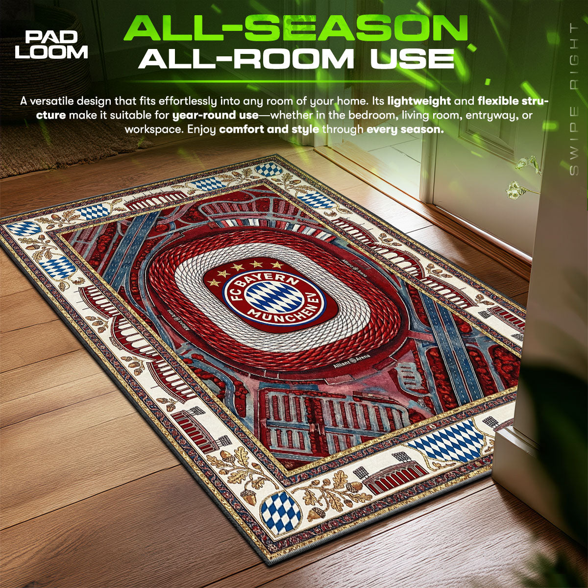 FC Bayern Stadium Football Floor fan rug — premium quality print