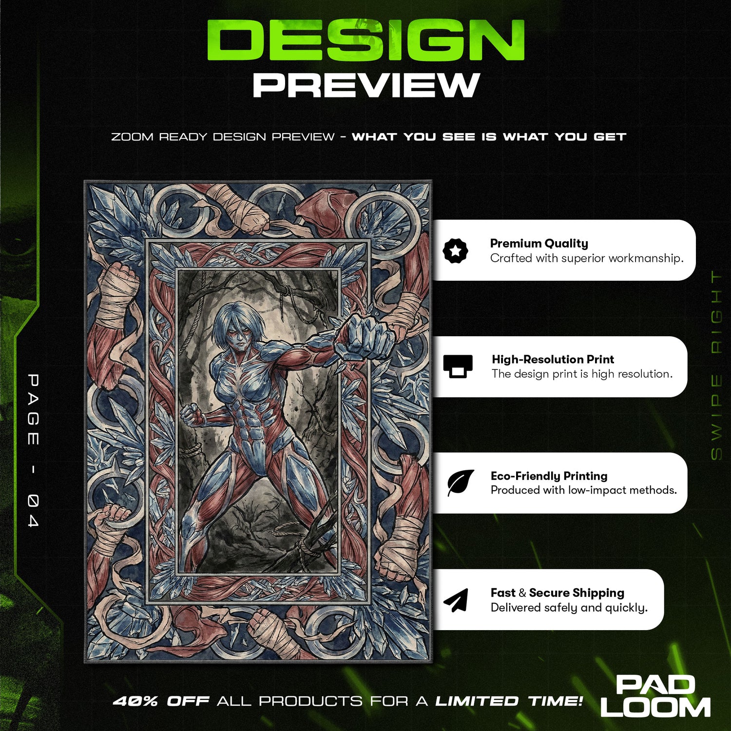 Annie Leonhart Crystal Form Rug - Attack on Titan Chair Mat