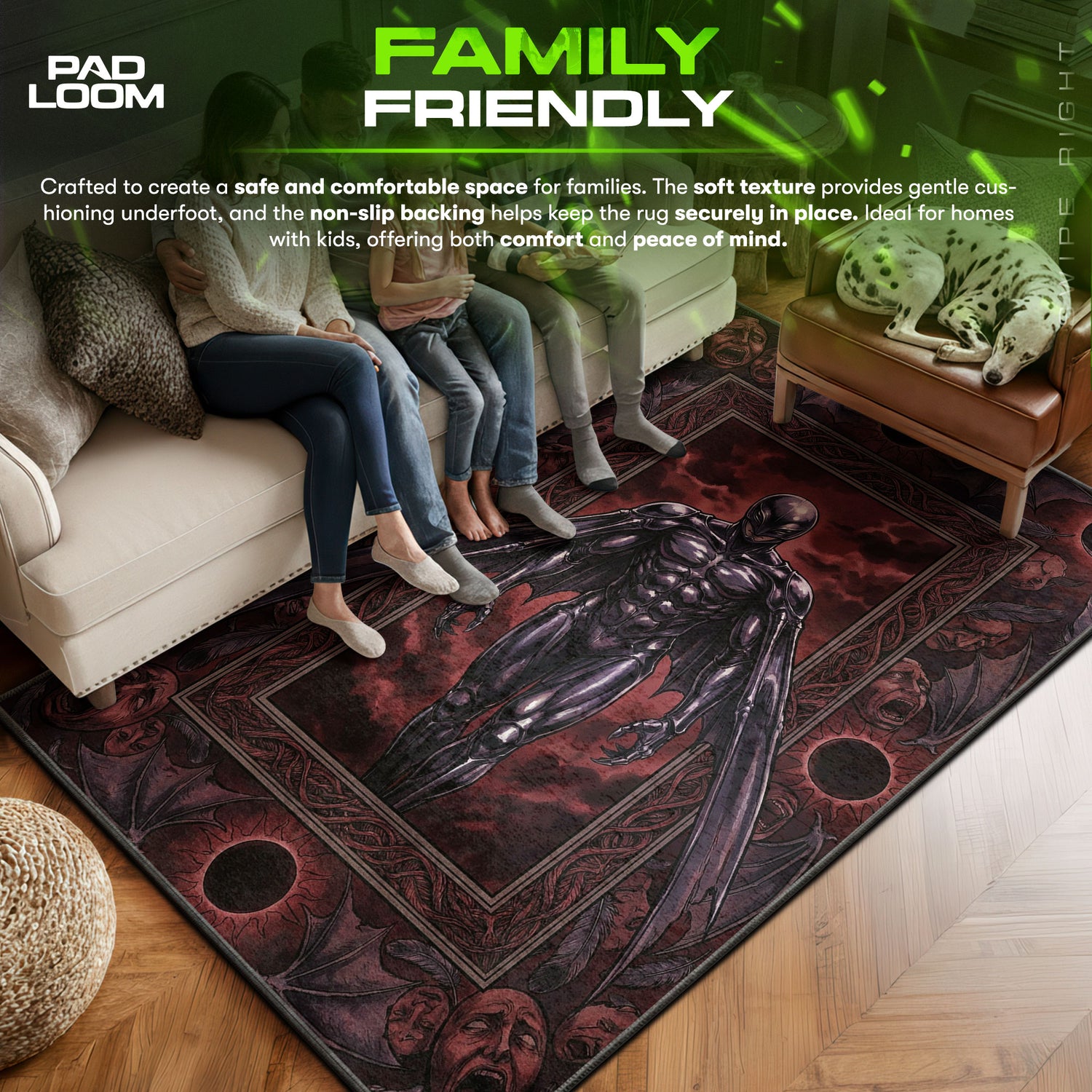 Femto area rug showing full home decor artwork