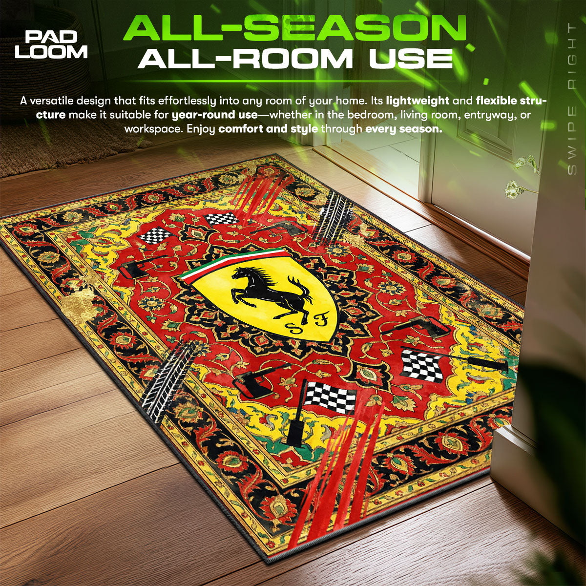 Ferrari Prancing Horse Motorsport fan rug — premium quality print