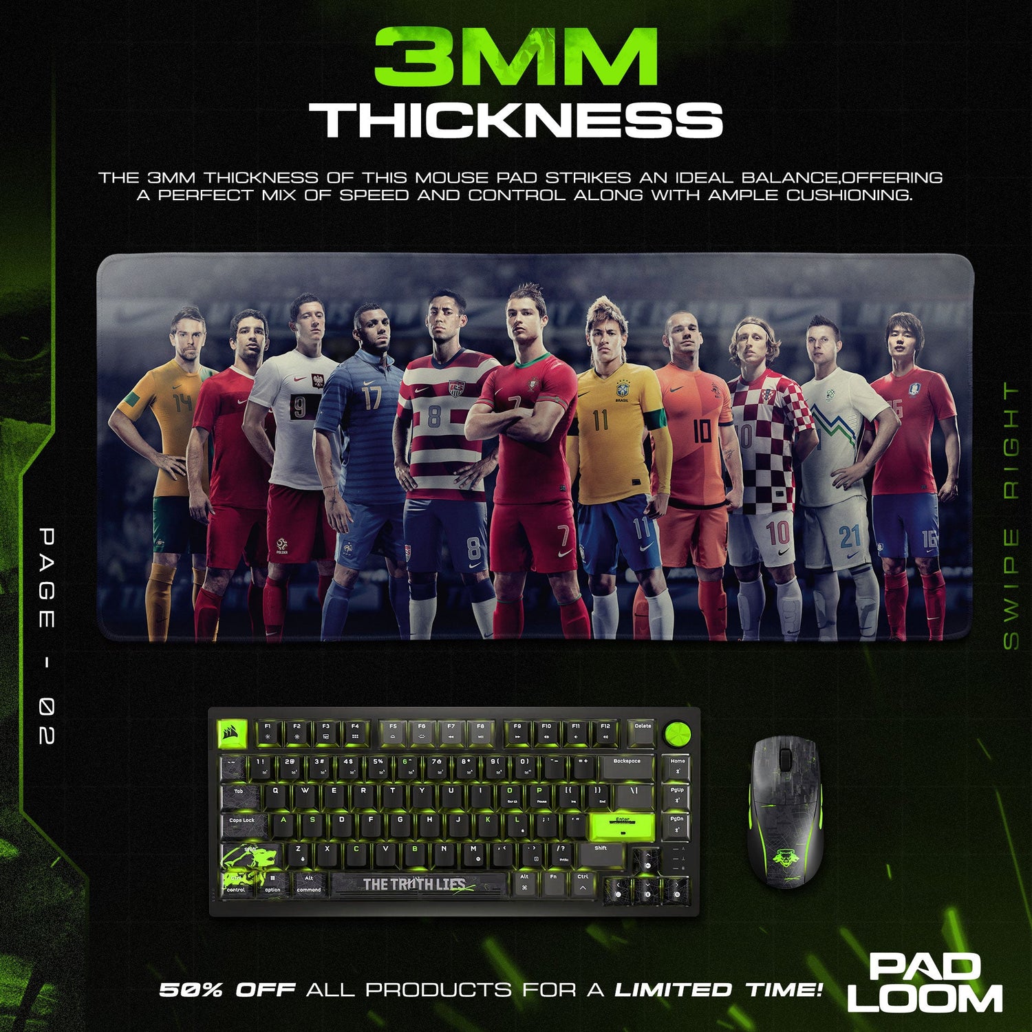 FIFA All-Stars Lineup Mouse Pad, Gamer Desk Mat Padloom