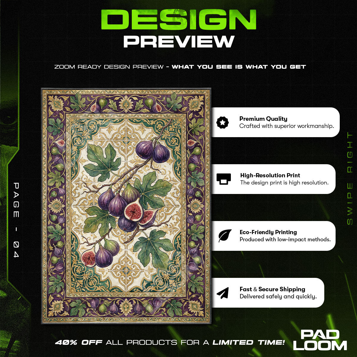 Fig Branch Mediterranean Kitchen Floor rug — main product view