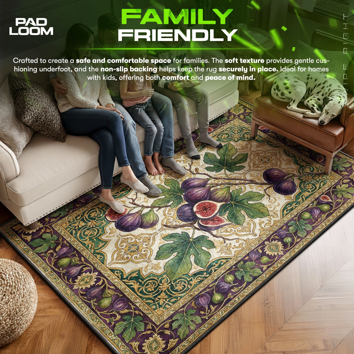 Floor character design printed on rug