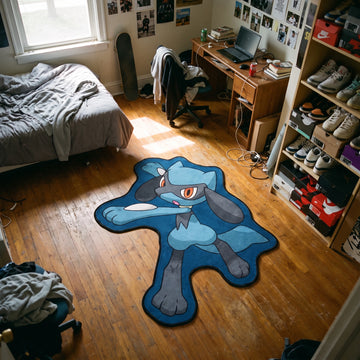 Fighting Riolu Rug - Shaped Anime Area Rug