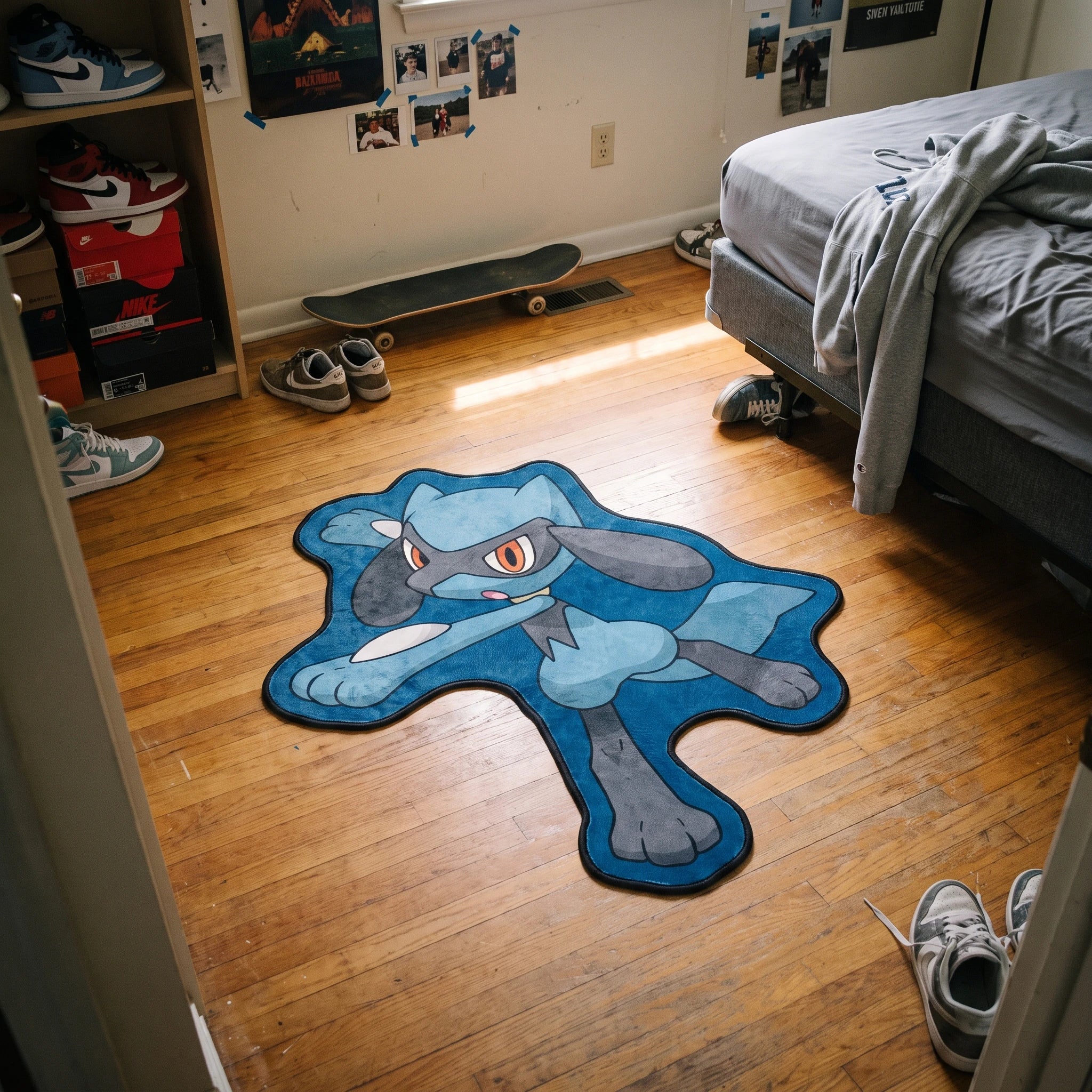 Fighting Riolu Rug - Shaped Anime Area Rug