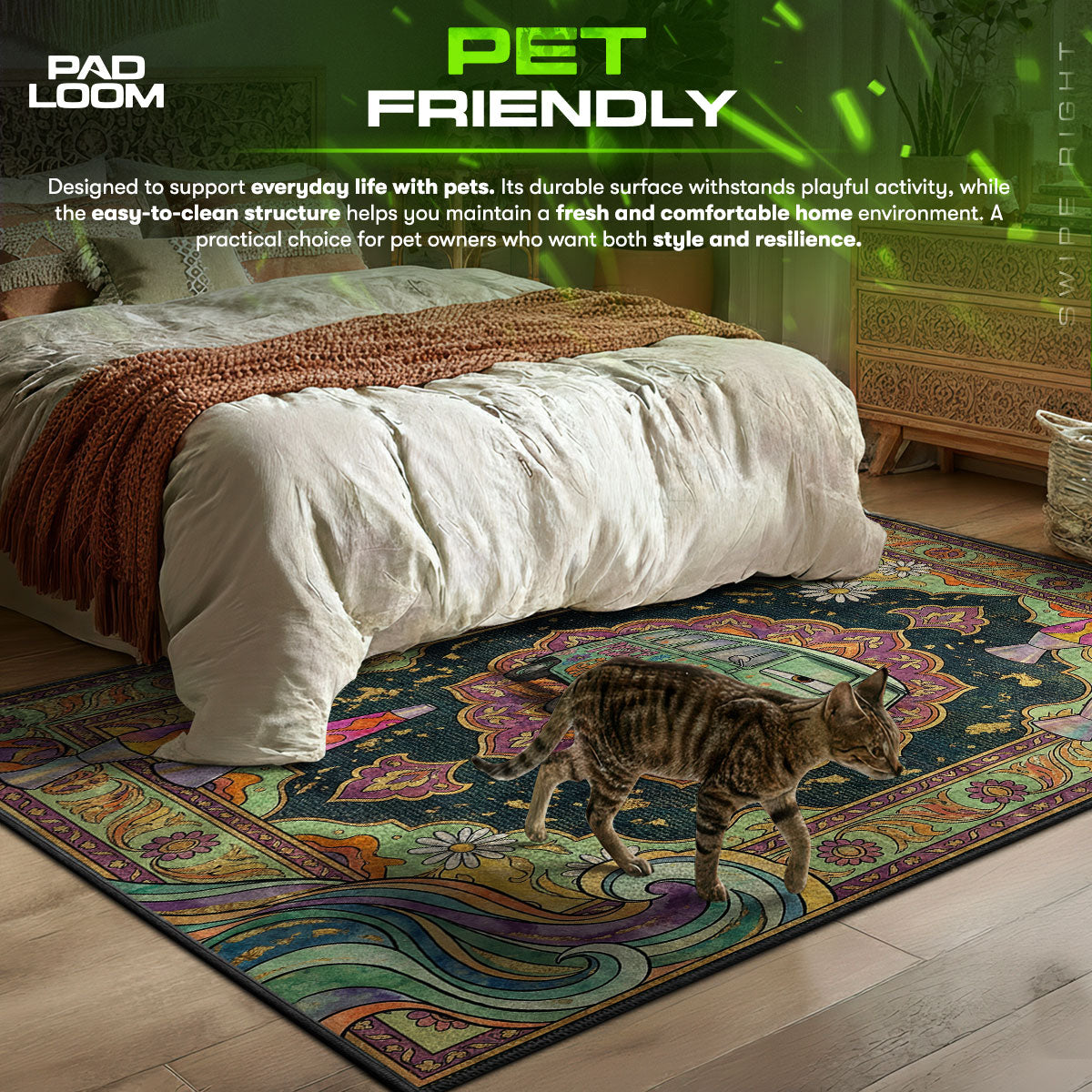 Fillmore Groovy themed area rug for home decor fans
