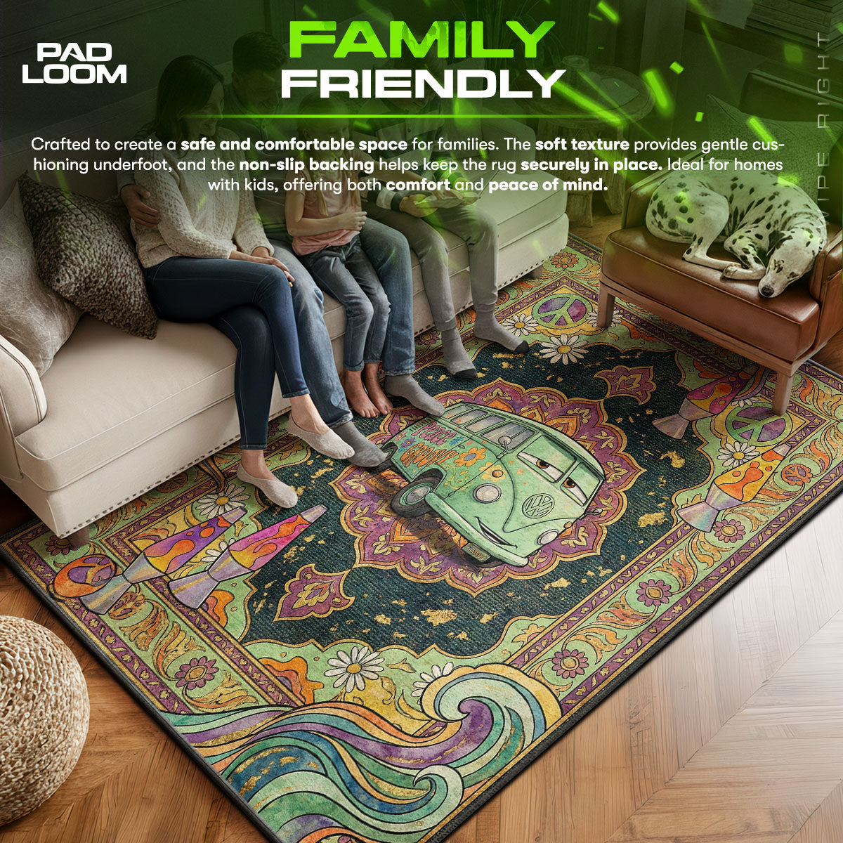 Bedroom character design printed on rug