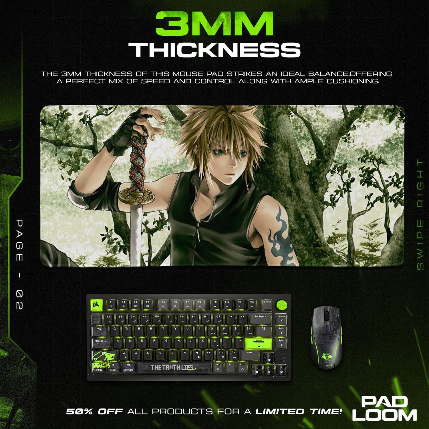 Final Fantasy Cloud Forest Warrior Mouse Pad, Game Anime Desk Mat Padloom