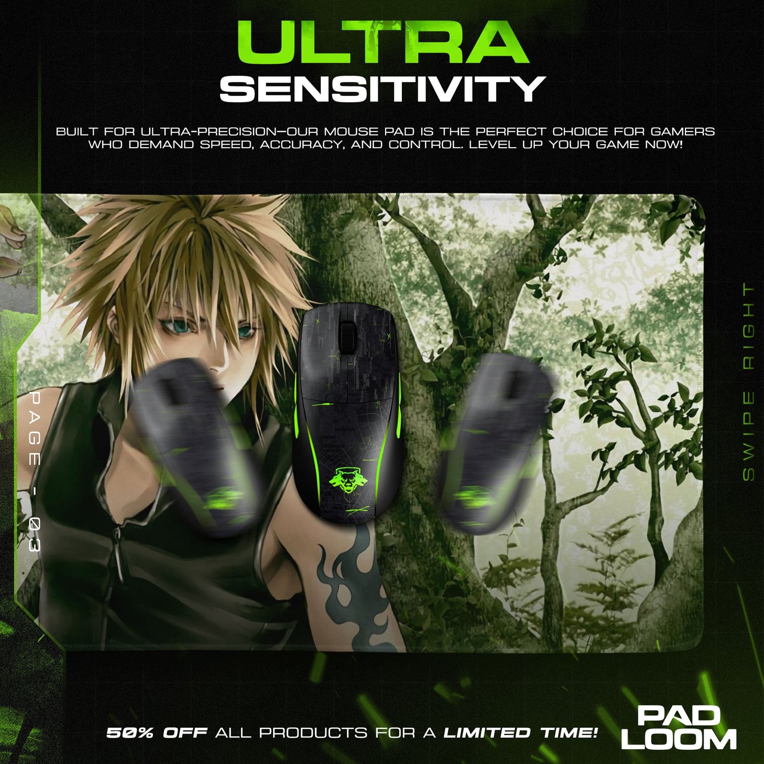 Final Fantasy Cloud Forest Warrior Mouse Pad, Game Anime Desk Mat Padloom