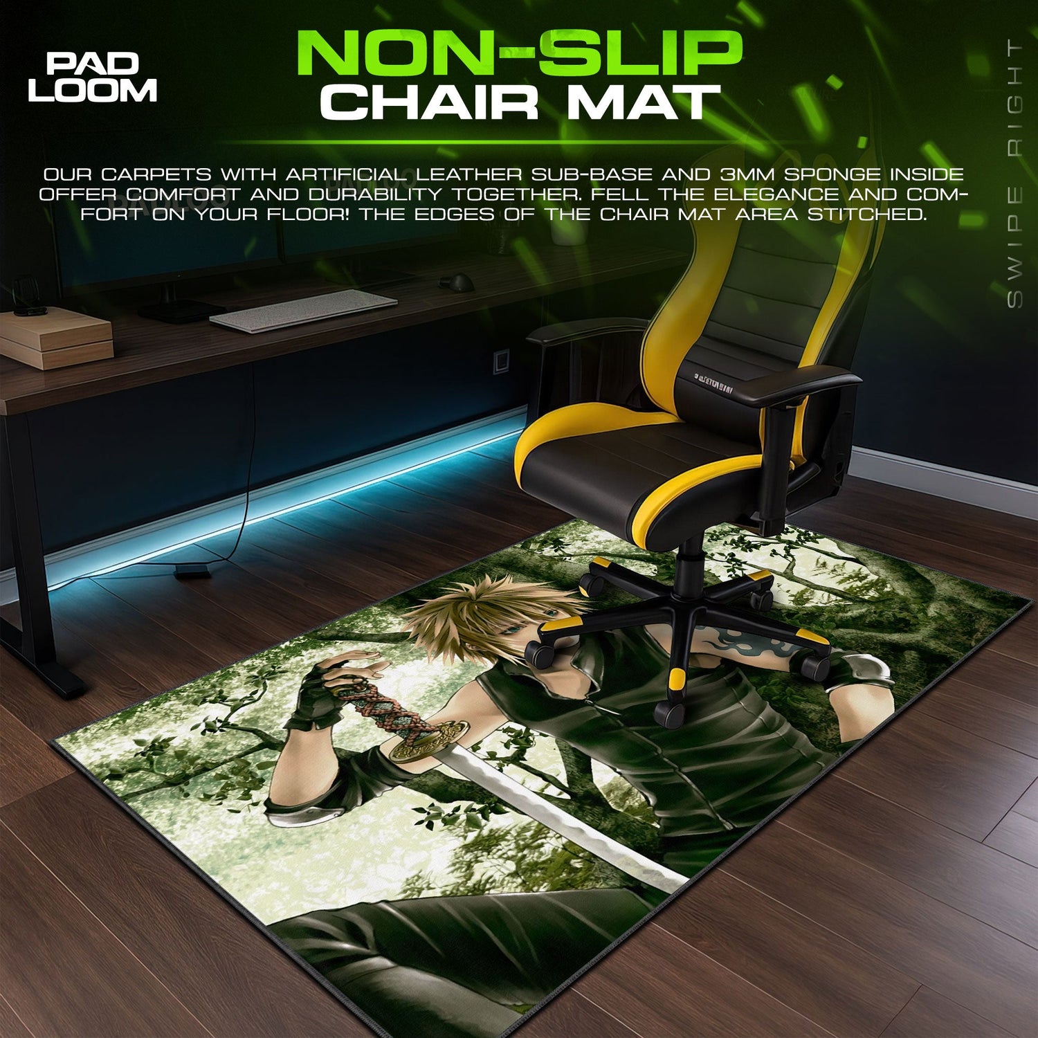 Final Fantasy Cloud Forest Warrior Mouse Pad, Game Anime Desk Mat Padloom