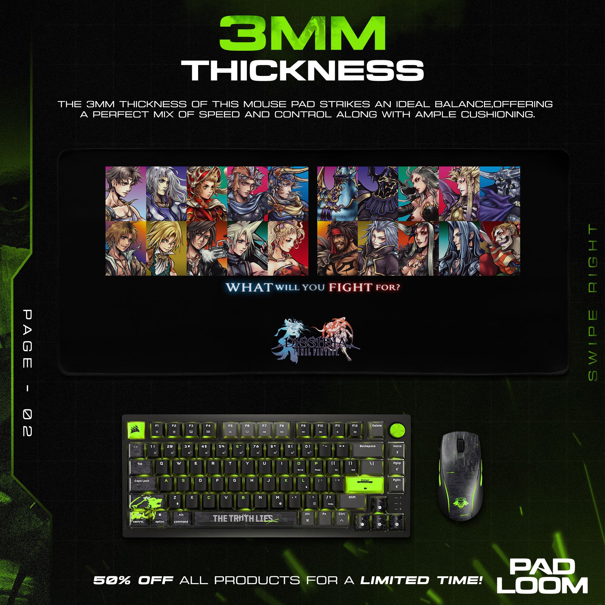 Final Fantasy Dissidia Heroes & Villains Mouse Pad, Game Desk Mat