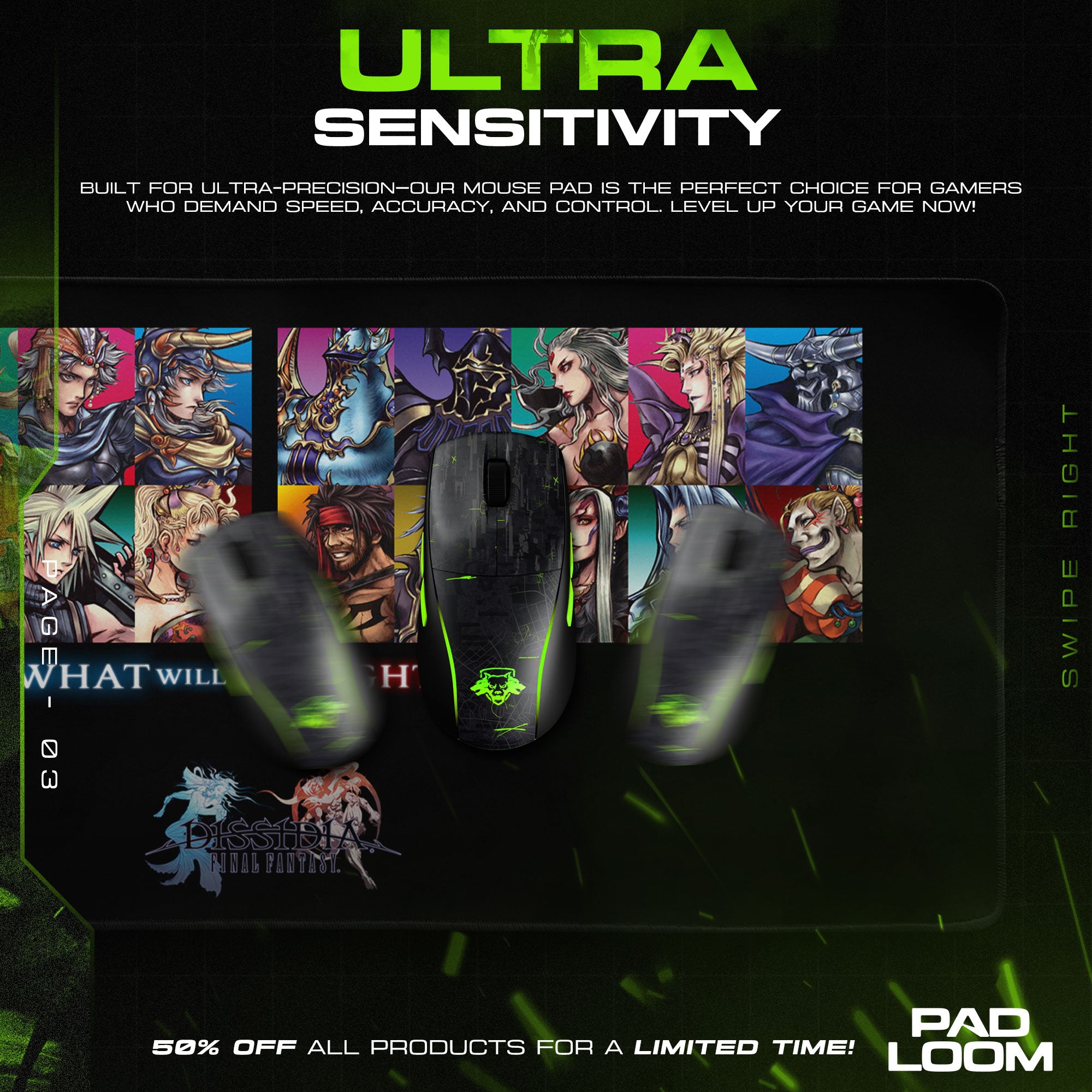 Final Fantasy Dissidia Heroes & Villains Mouse Pad, Game Desk Mat