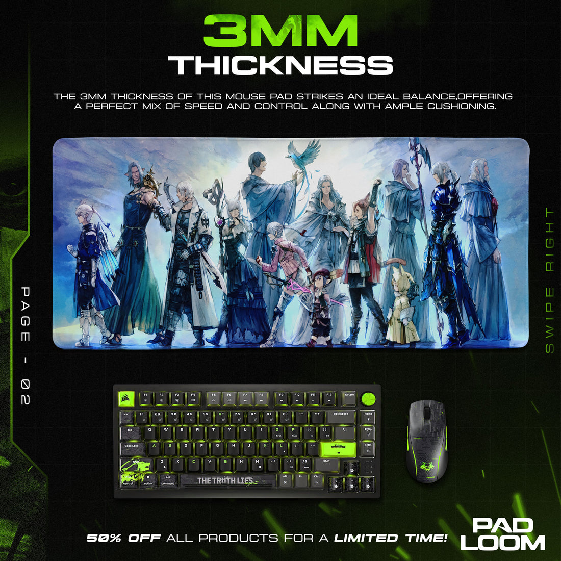 Final Fantasy Heroes Mouse Pad, Fantasy Game Desk Mat