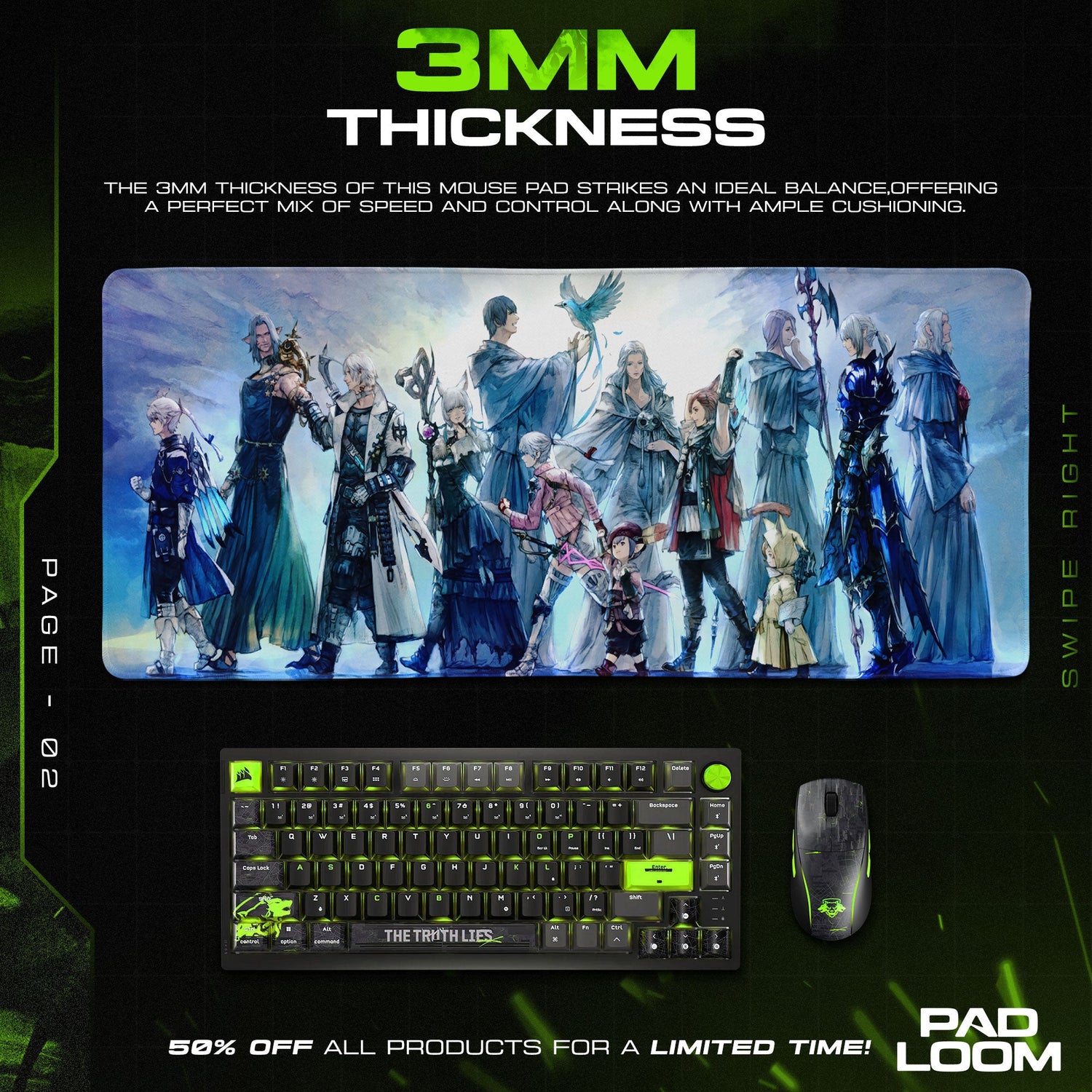 Final Fantasy Heroes Mouse Pad, Fantasy Game Desk Mat Padloom