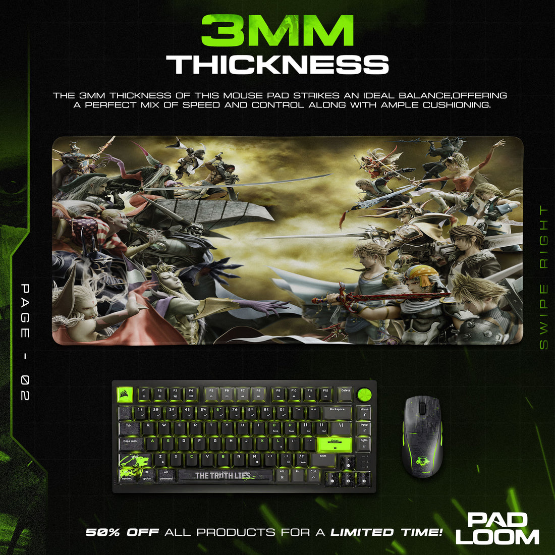 Final Fantasy Heroes vs Villains Mouse Pad, Game Desk Mat