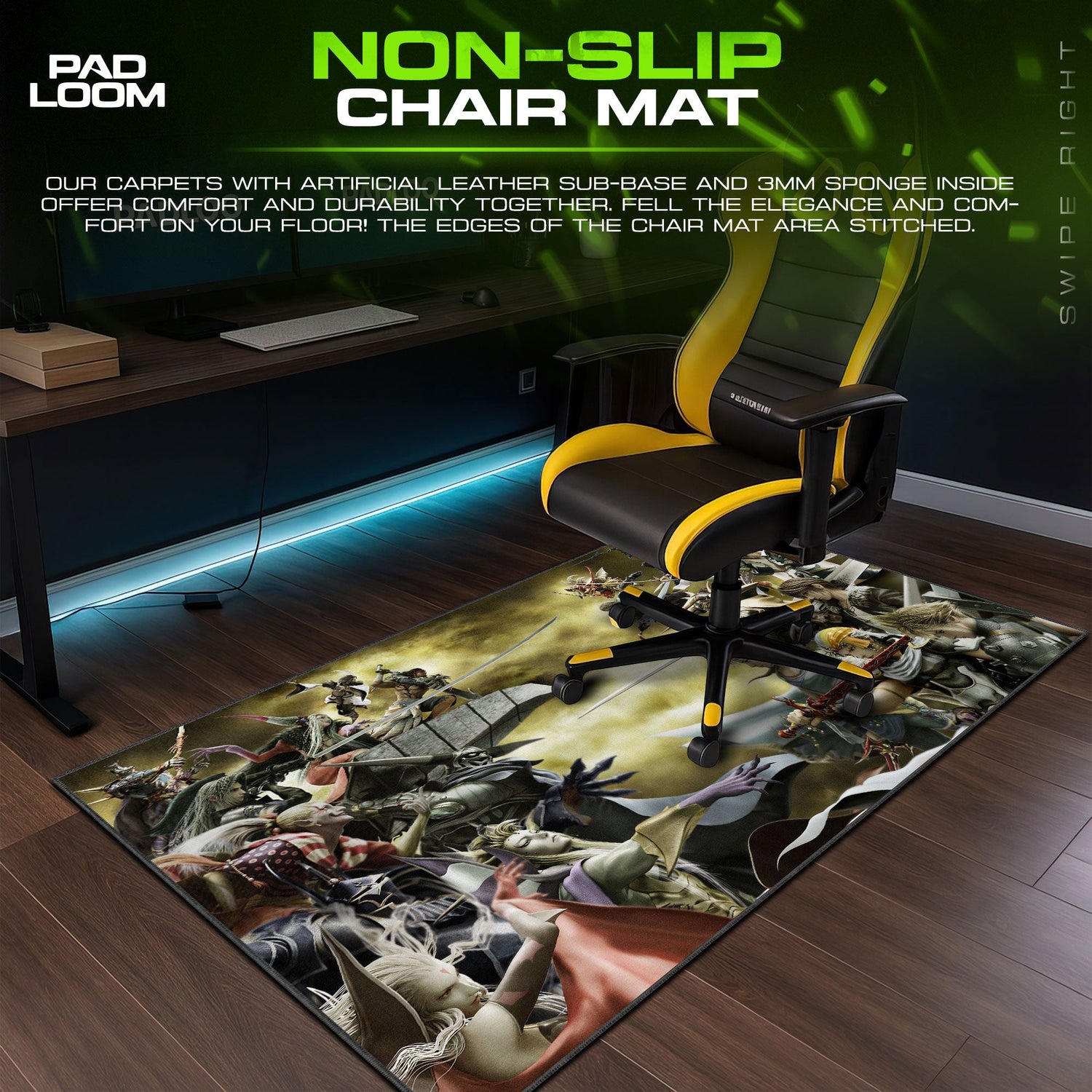 Final Fantasy Heroes vs Villains Mouse Pad, Game Desk Mat Padloom