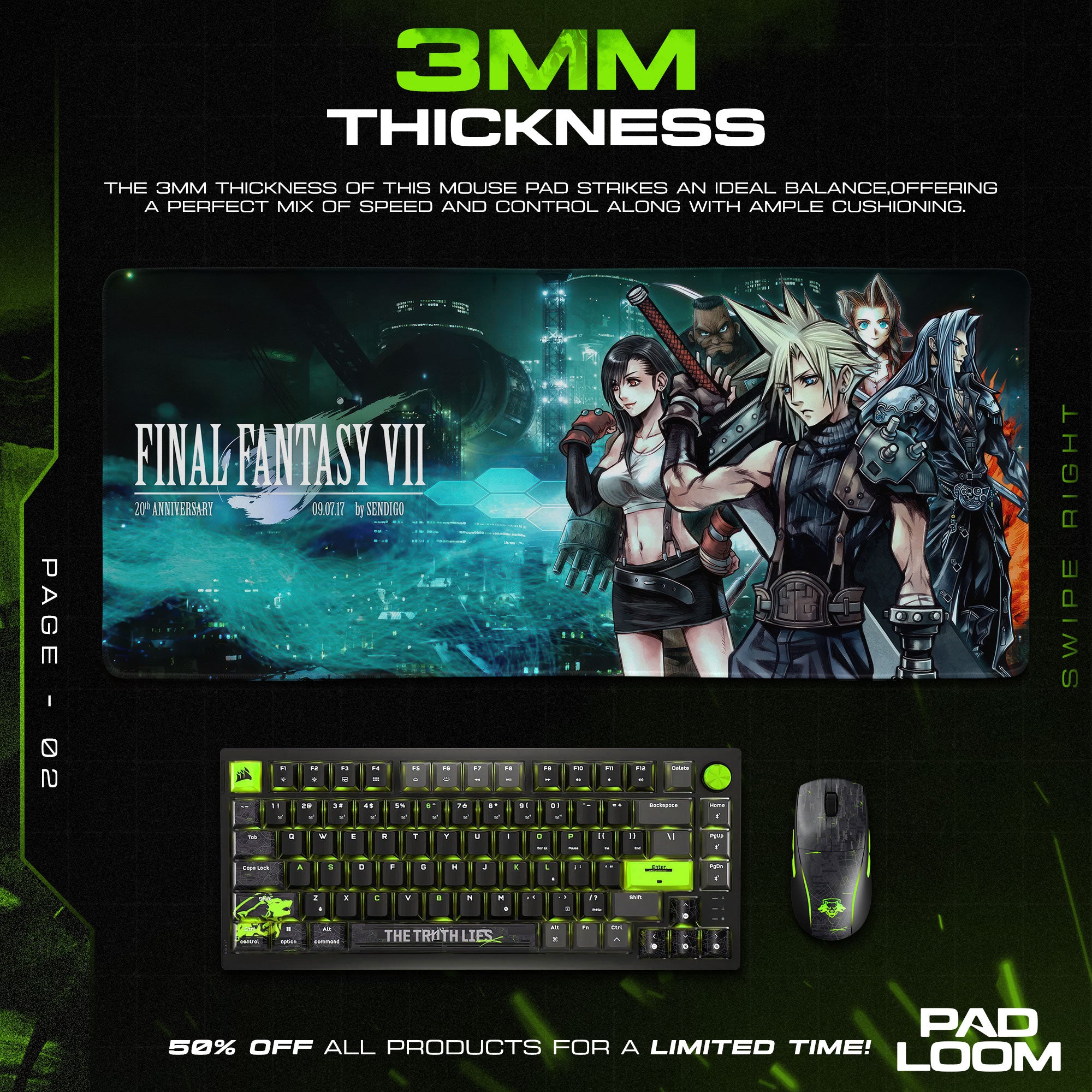 Final Fantasy VII Anniversary Mouse Pad, Game Anime Desk Mat