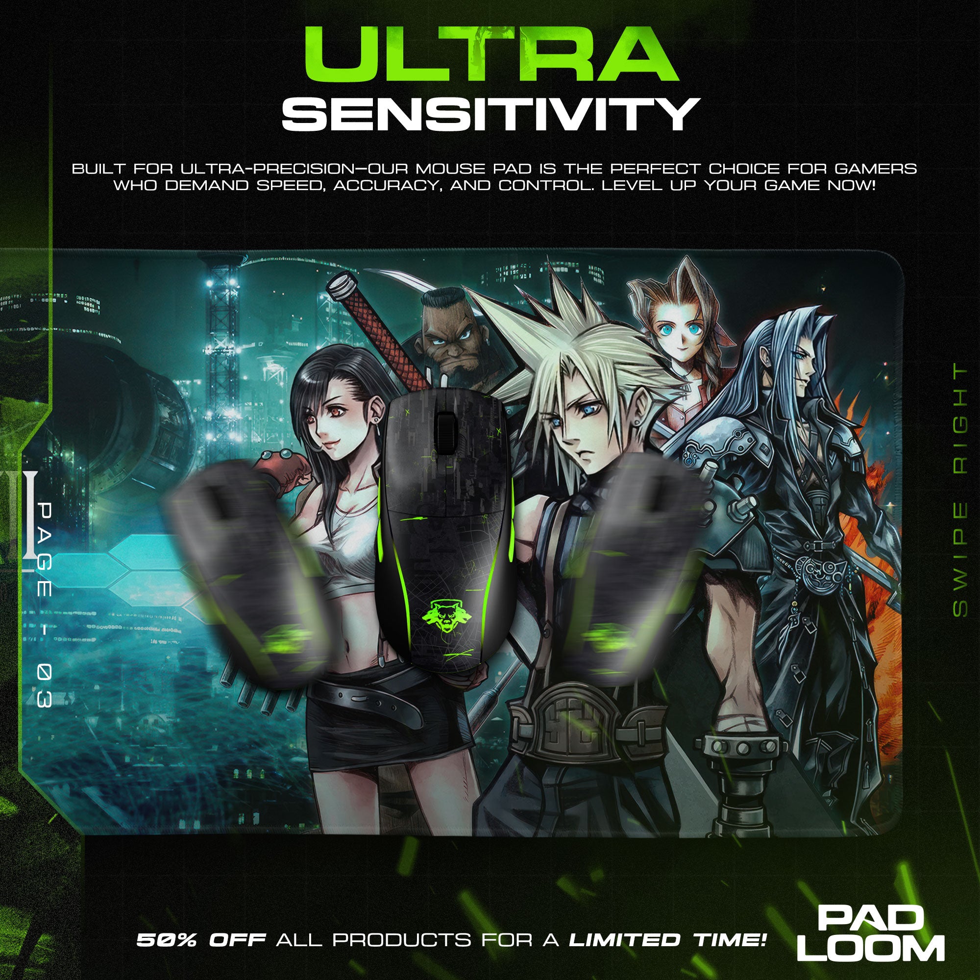 Final Fantasy VII Anniversary Mouse Pad, Game Anime Desk Mat