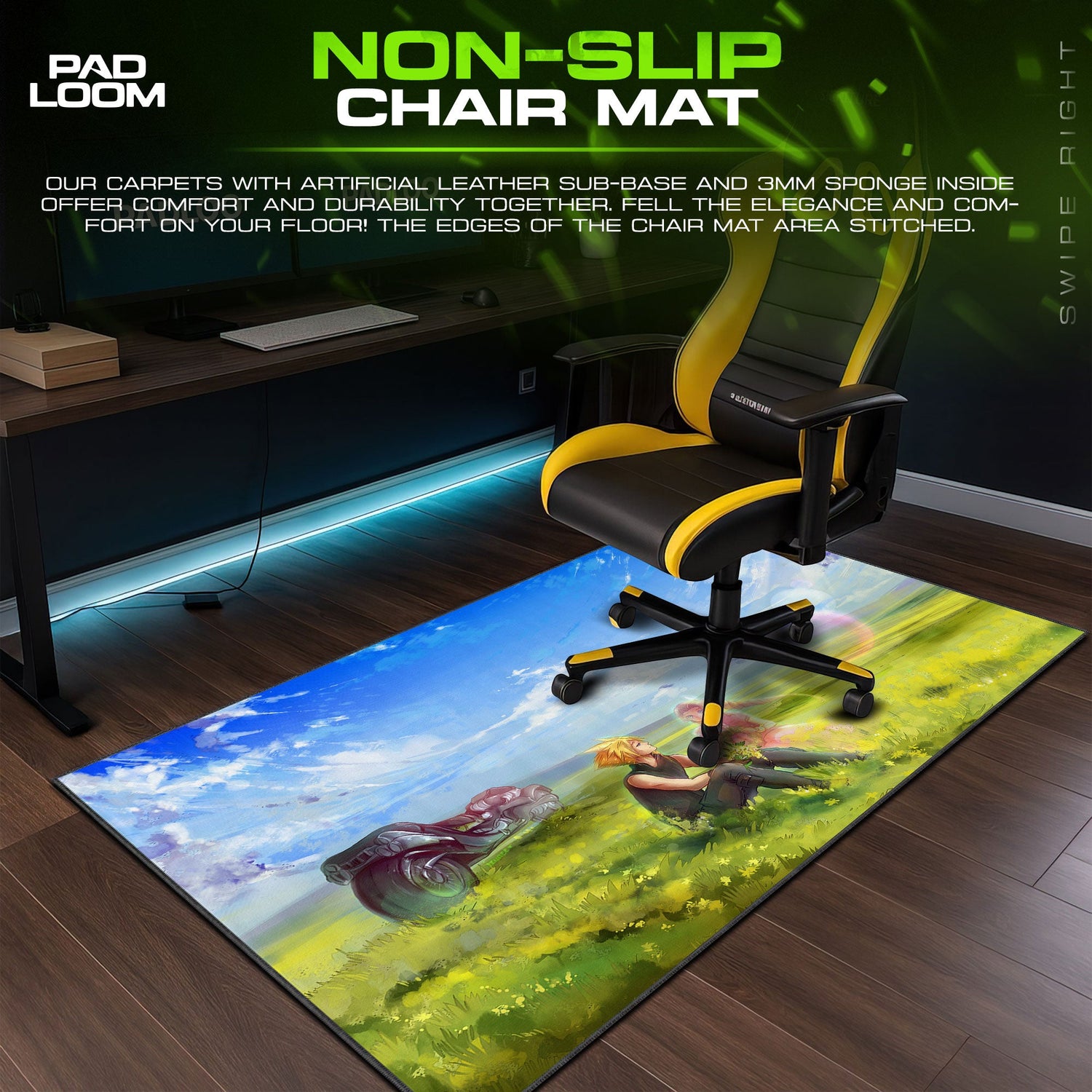 Final Fantasy VII Cloud & Aerith Field Mouse Pad, Game Anime Desk Mat Padloom