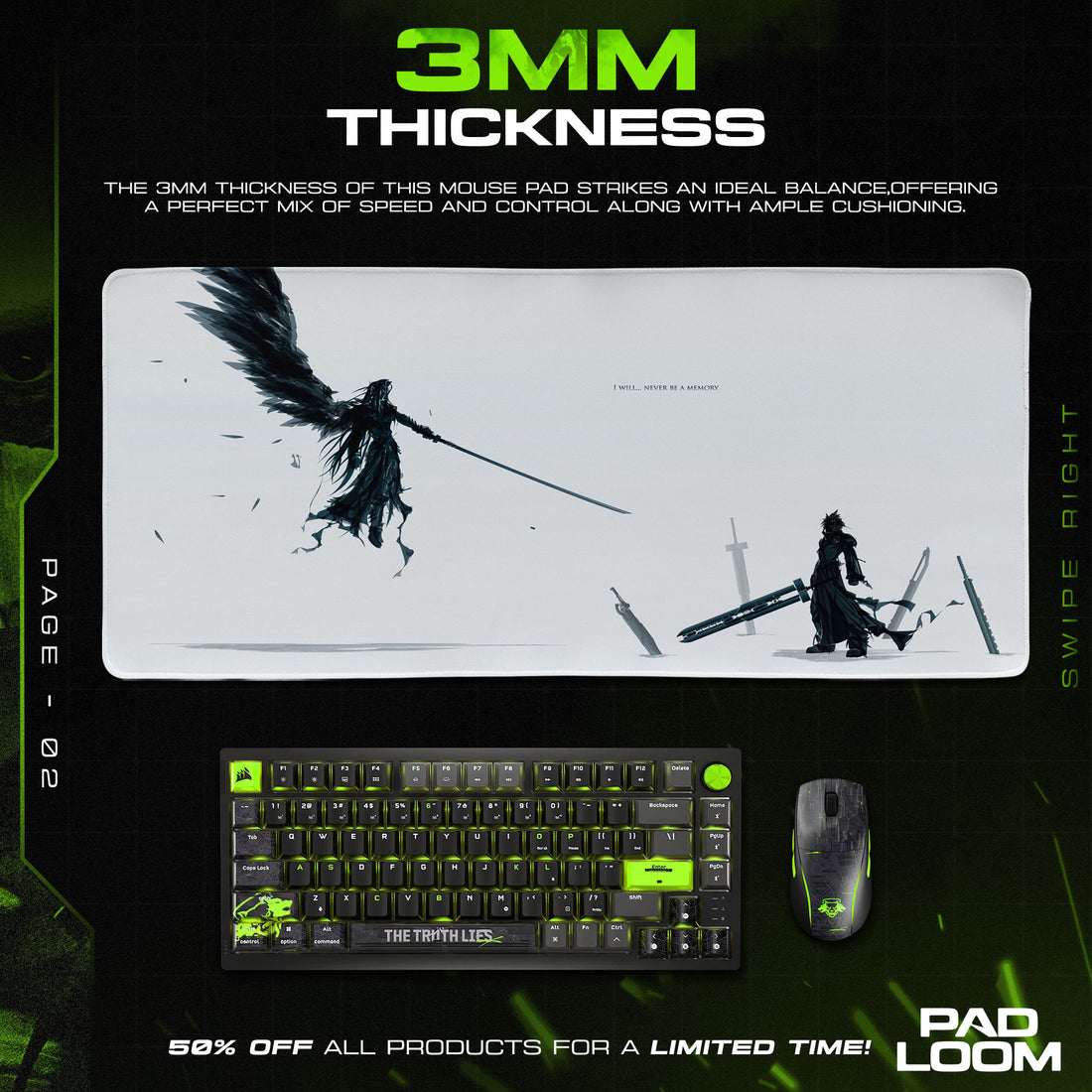 Final Fantasy VII Sephiroth vs Cloud Mouse Pad, Game Anime Desk Mat