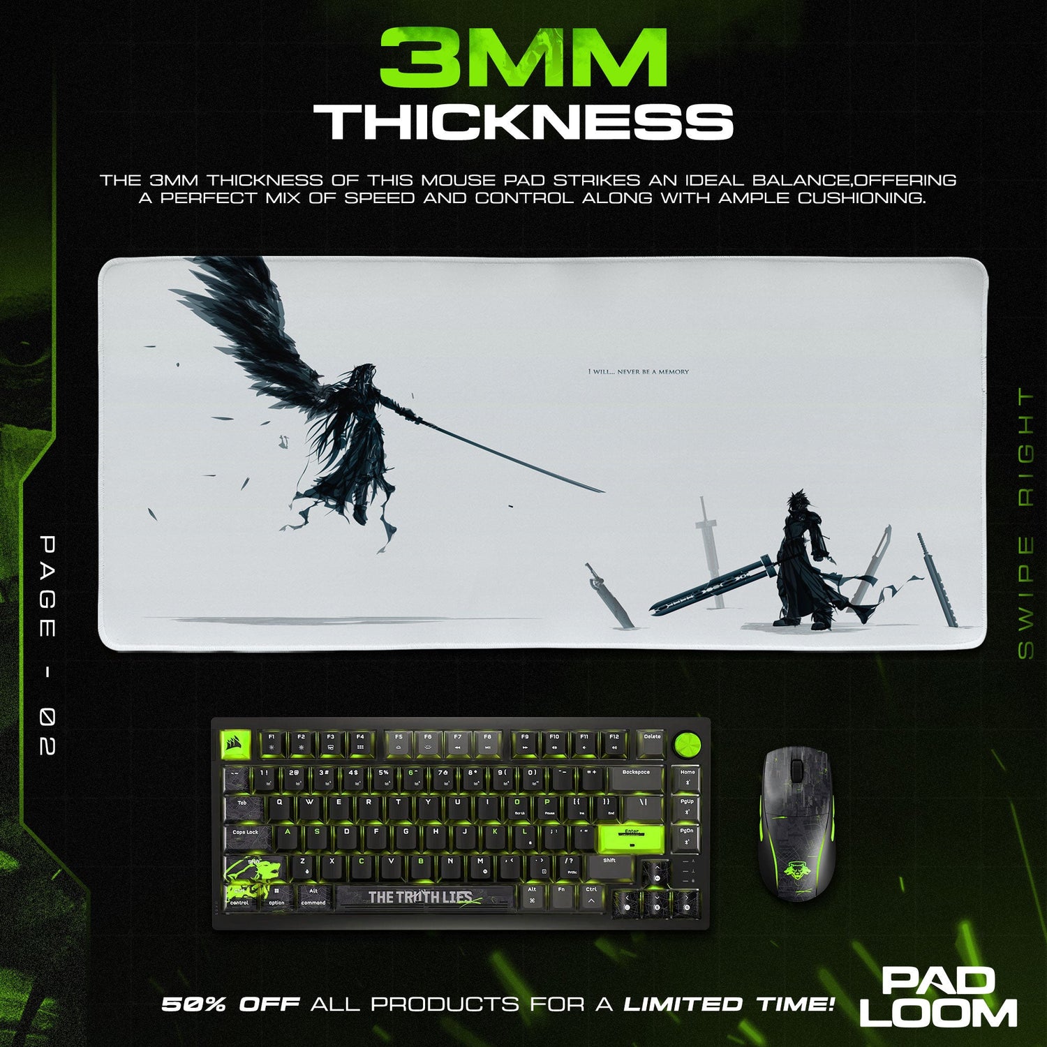 Final Fantasy VII Sephiroth vs Cloud Mouse Pad, Game Anime Desk Mat Padloom
