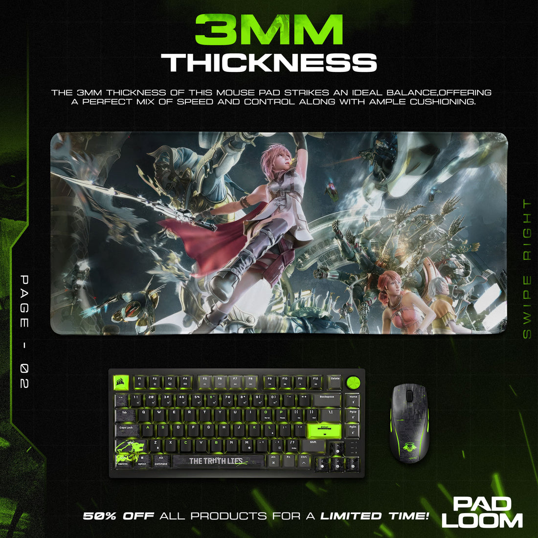 Final Fantasy XIII Lightning Battle Mouse Pad, Game Desk Mat
