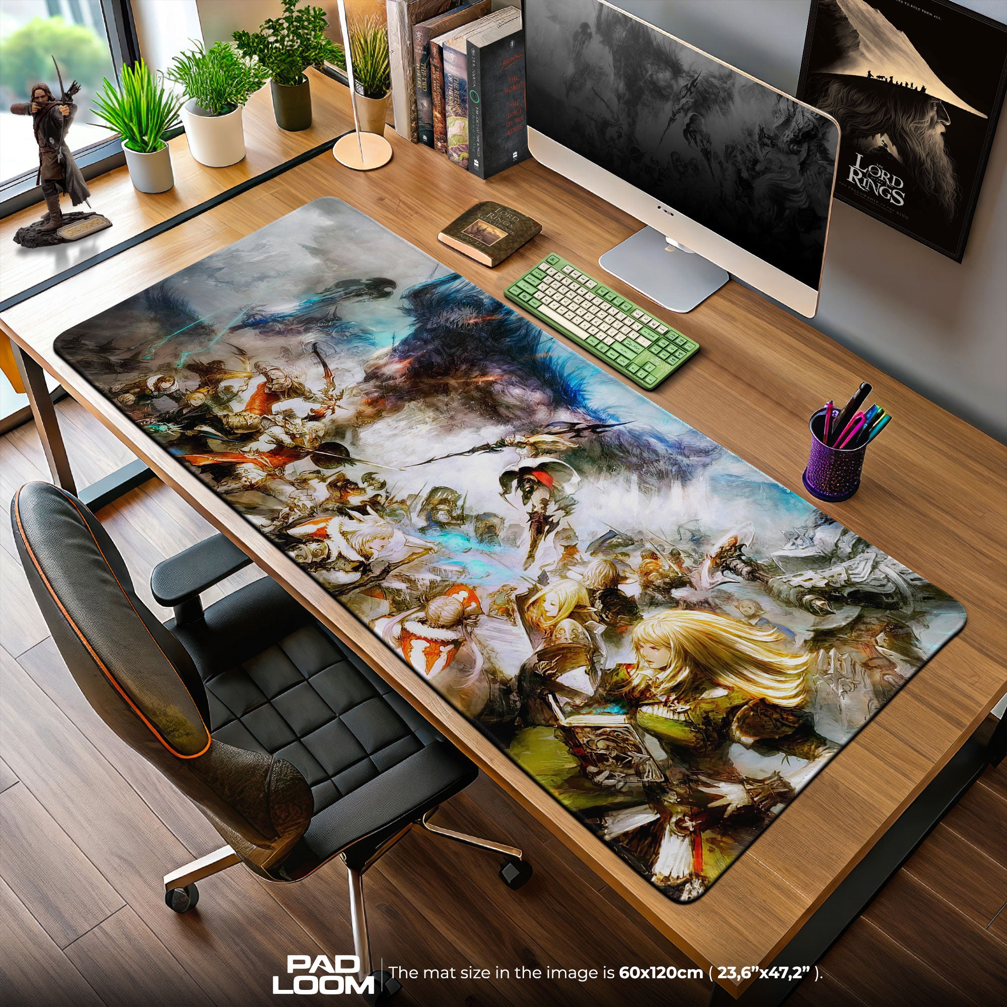 Final Fantasy XIV Kampfszene Mauspad, Spiel Anime Schreibtischmatte