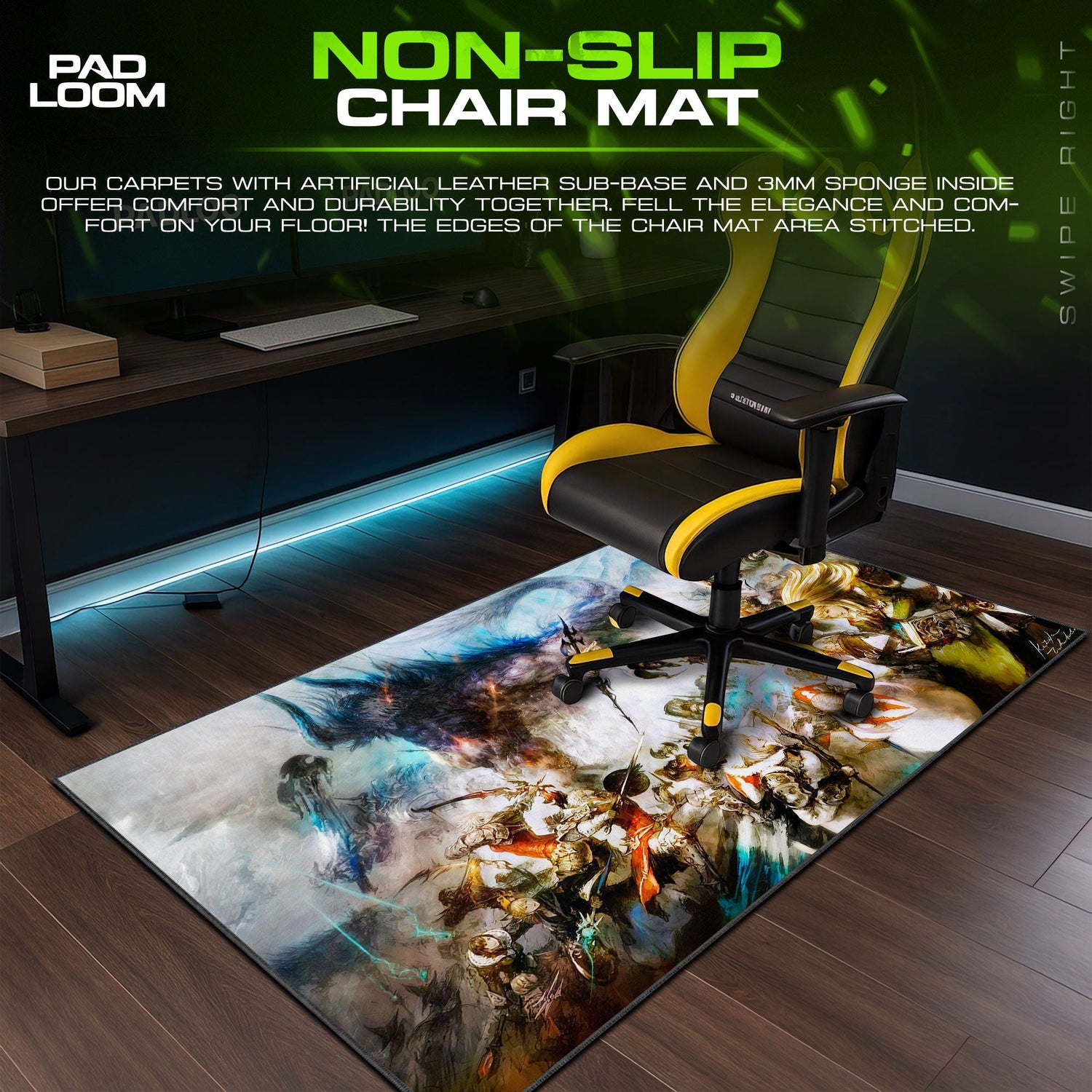 Final Fantasy XIV Battle Scene Mouse Pad, Game Anime Desk Mat Padloom