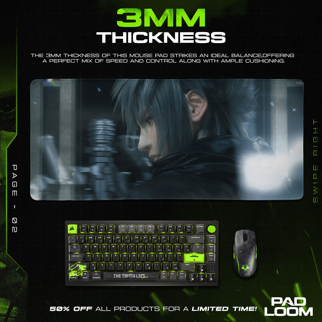 Final Fantasy XV Noctis Profile Mouse Pad, Game Anime Desk Mat