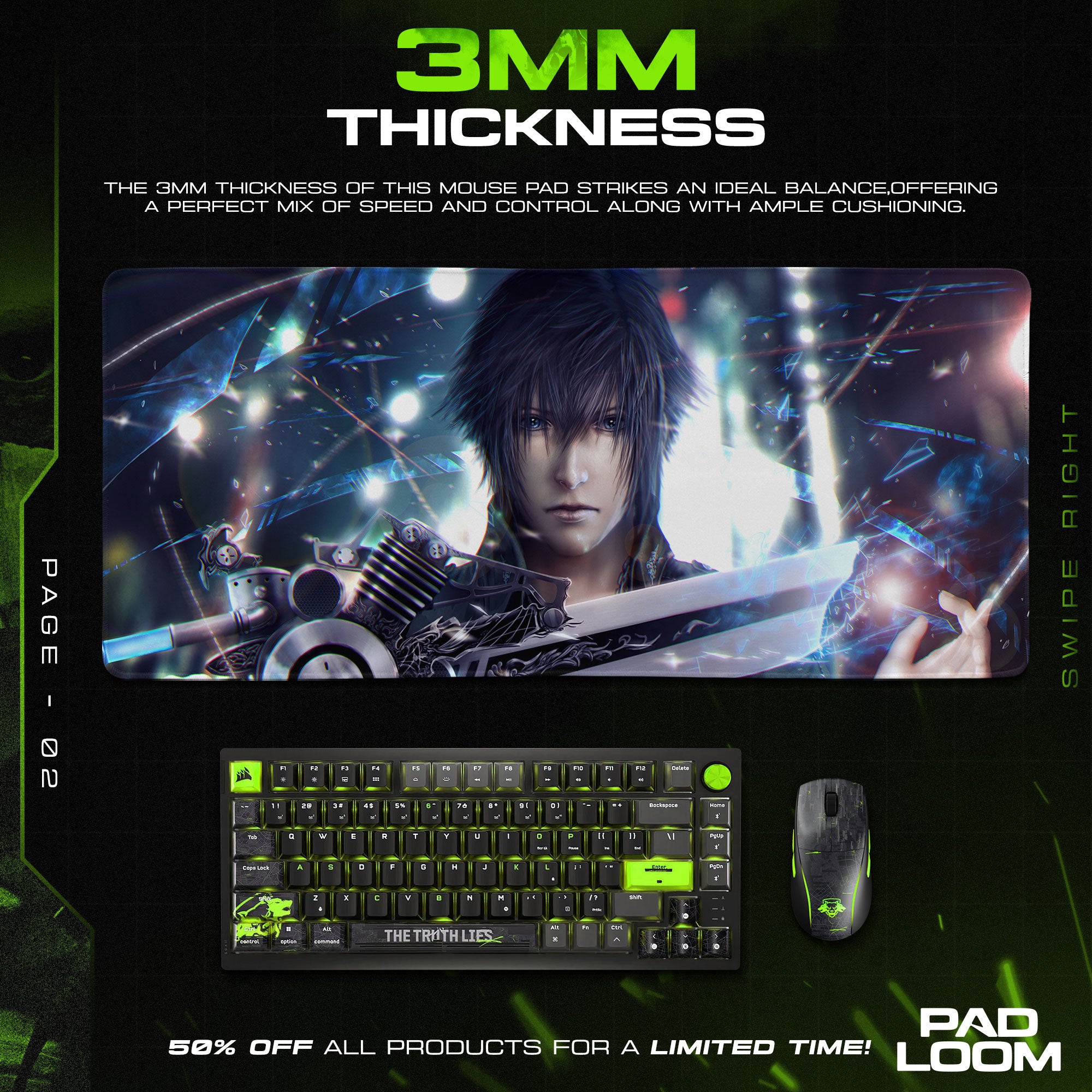 Final Fantasy XV Noctis Sword of Light Mouse Pad, Game Desk Mat