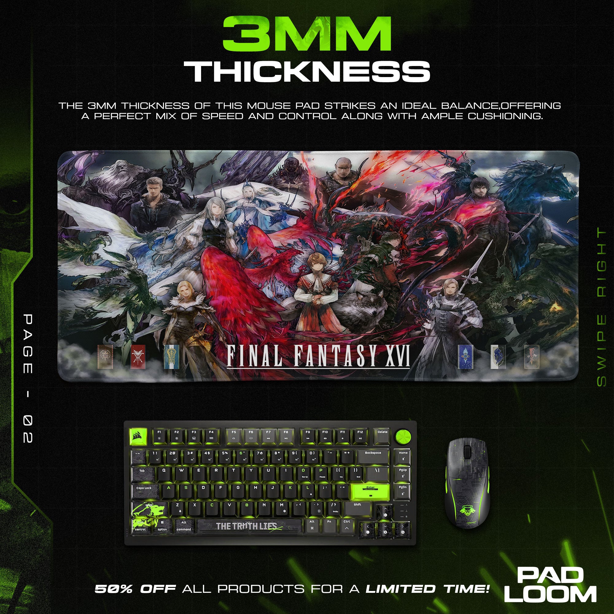 Final Fantasy XVI Eikons & Dominants Mouse Pad – Epic Valisthea Battle Desk Mat