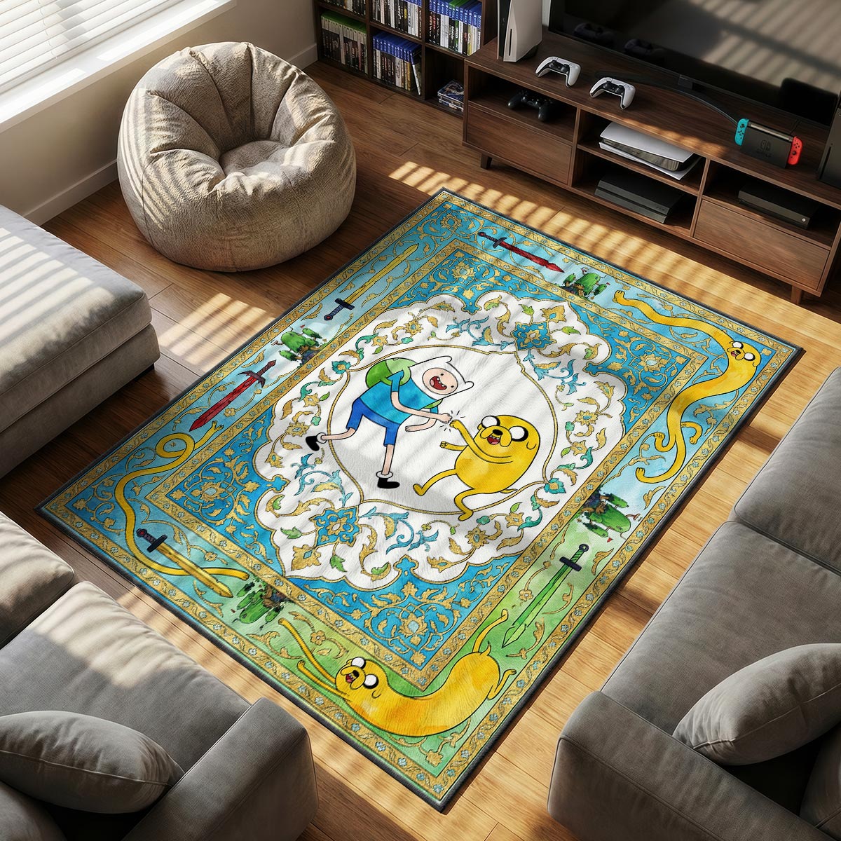 Finn & themed area rug for home decor fans