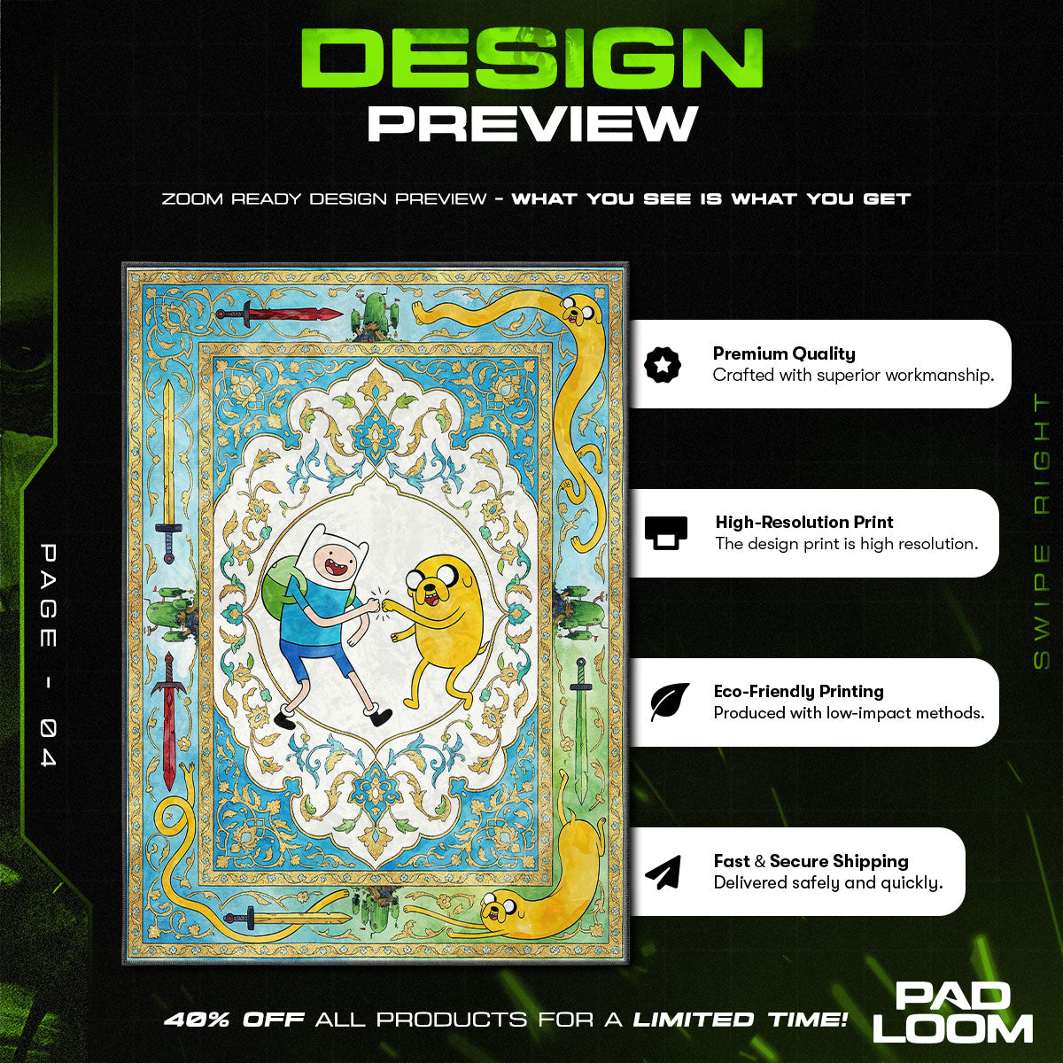 Room character design printed on rug