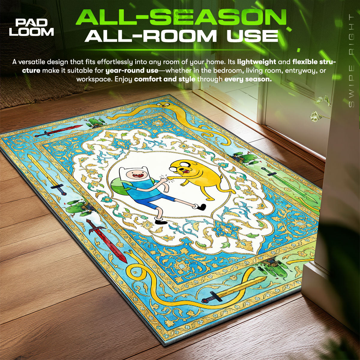 Finn & Jake Fist Bump Adventure Time Room fan rug — premium quality print