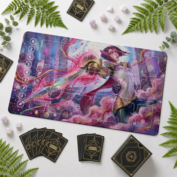 Fiora Bloom Riftbound TCG playmat – zone-free full-art League of Legends game mat