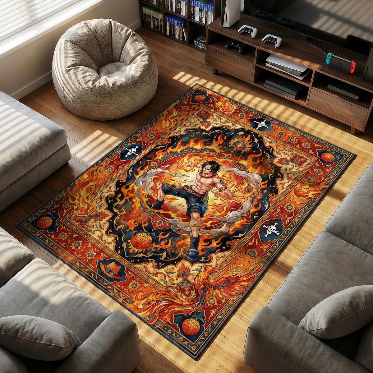 Fire Fist themed area rug for home decor fans
