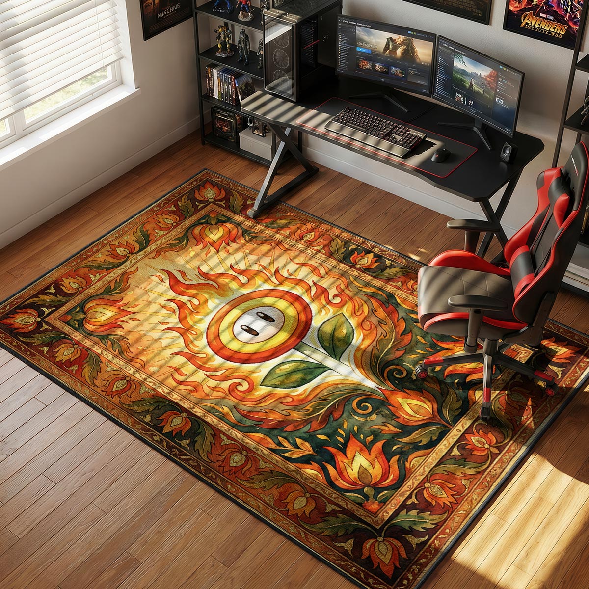Fire Flower Royal Flame Super Mario Chair rug — main product view