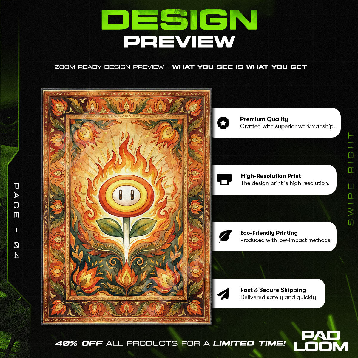 Chair character design printed on rug